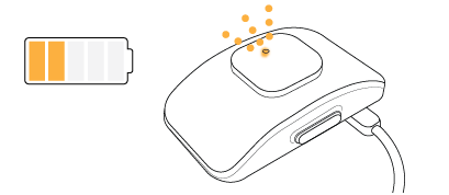 Medium battery: amber LED fading while charging