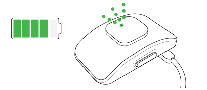 High battery: green LED fading while charging