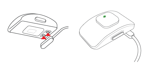 Align the magnetic charger with the charging pins until the LED glows