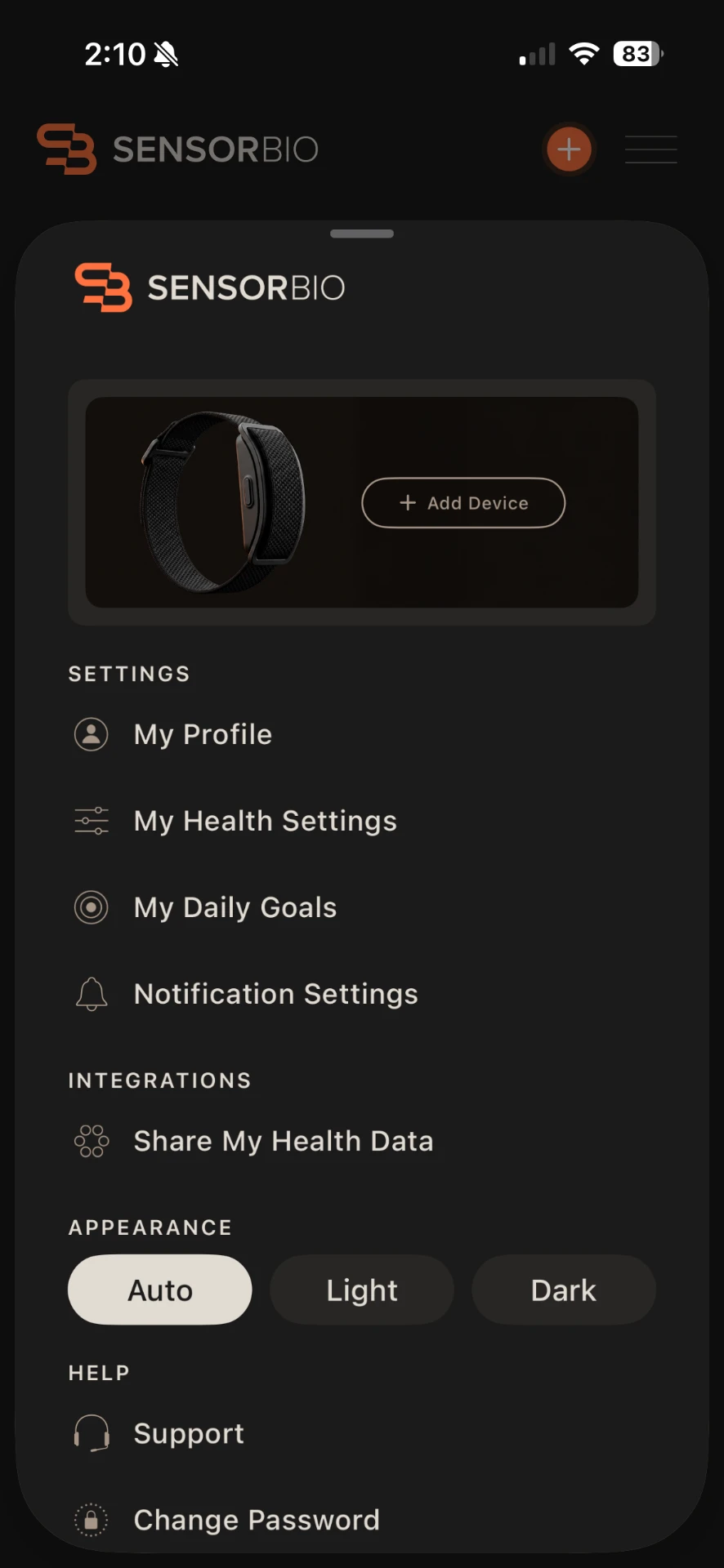 Settings screen showing Pair Device at the top