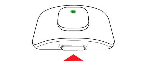 Press and hold the side button until the LED turns green to power on