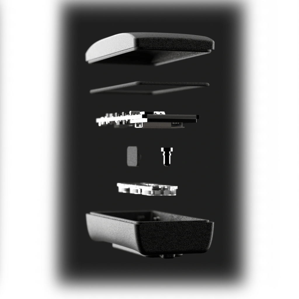 Exploded view of the Sensor Bio accelerometer and gyroscope module