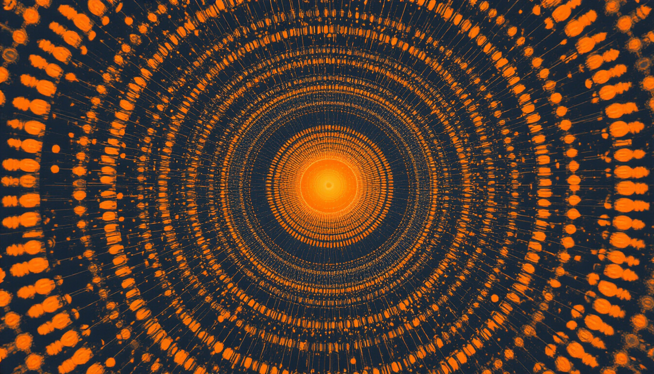 Age-stratified heart rate variability distribution chart showing HRV ranges across the human lifespan as a radial data visualization with orange signal highlights