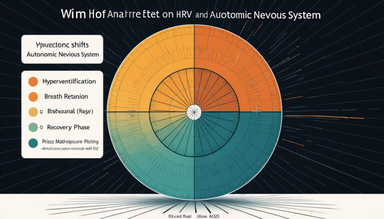 Polar coordinate visualization of Wim Hof breathing phases showing HRV and autonomic nervous system response during hyperventilation and breath retention